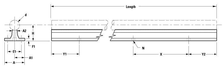 SR16-PD CTL - Shaft Support, Rail Only, Standard Profile, Predrilled ...