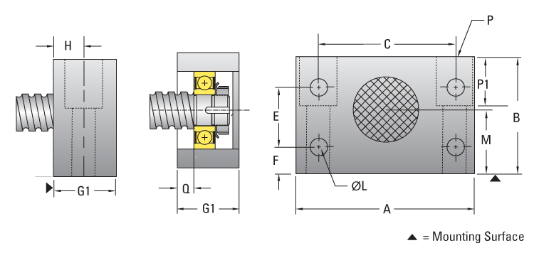 EZM-4030 - 베어링 지지대 블록, Universal Single Bearing Support, 1.173-18 ...