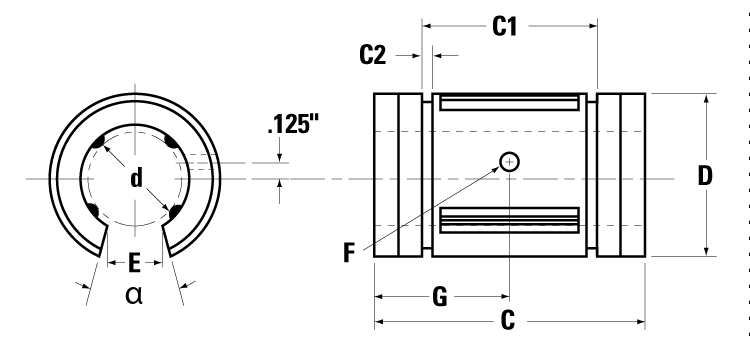 SUPER8OPN-DD - Ball Bushing only, Super, 0.5 in, Open, Self-aligning ...